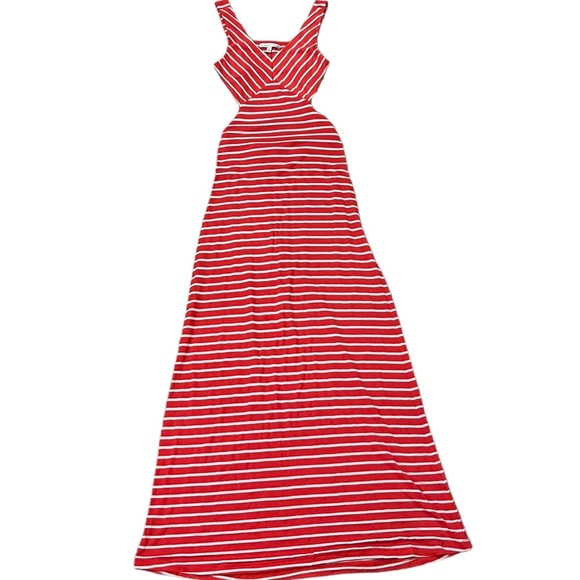 Moa Moa Dresses & Skirts - Moa Moa Red & White Striped Maxi Dress with Cut Out Back Detail - Women’s Size S